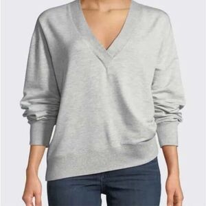 RAG & BONE Flora V‎ Neck Pullover Jersey Long Sleeve Heather Gray
